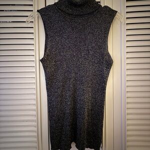Unique Vintage Sleeveless Turtleneck Sweater - Charcoal Heather